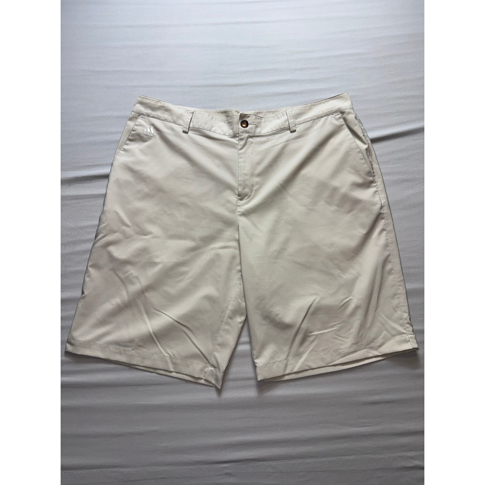 Adidas Climalite Mens Golf Shorts Size 38 Beige Flat‎ Front (Small Spot See Pic)